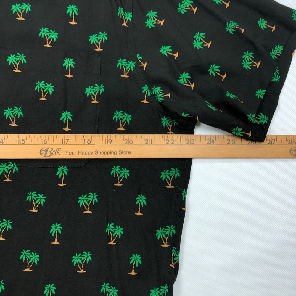 Kenny Flowers Shirt Mens XL Palm Tree Print Rayon Button Up Black - Picture 5 of 8